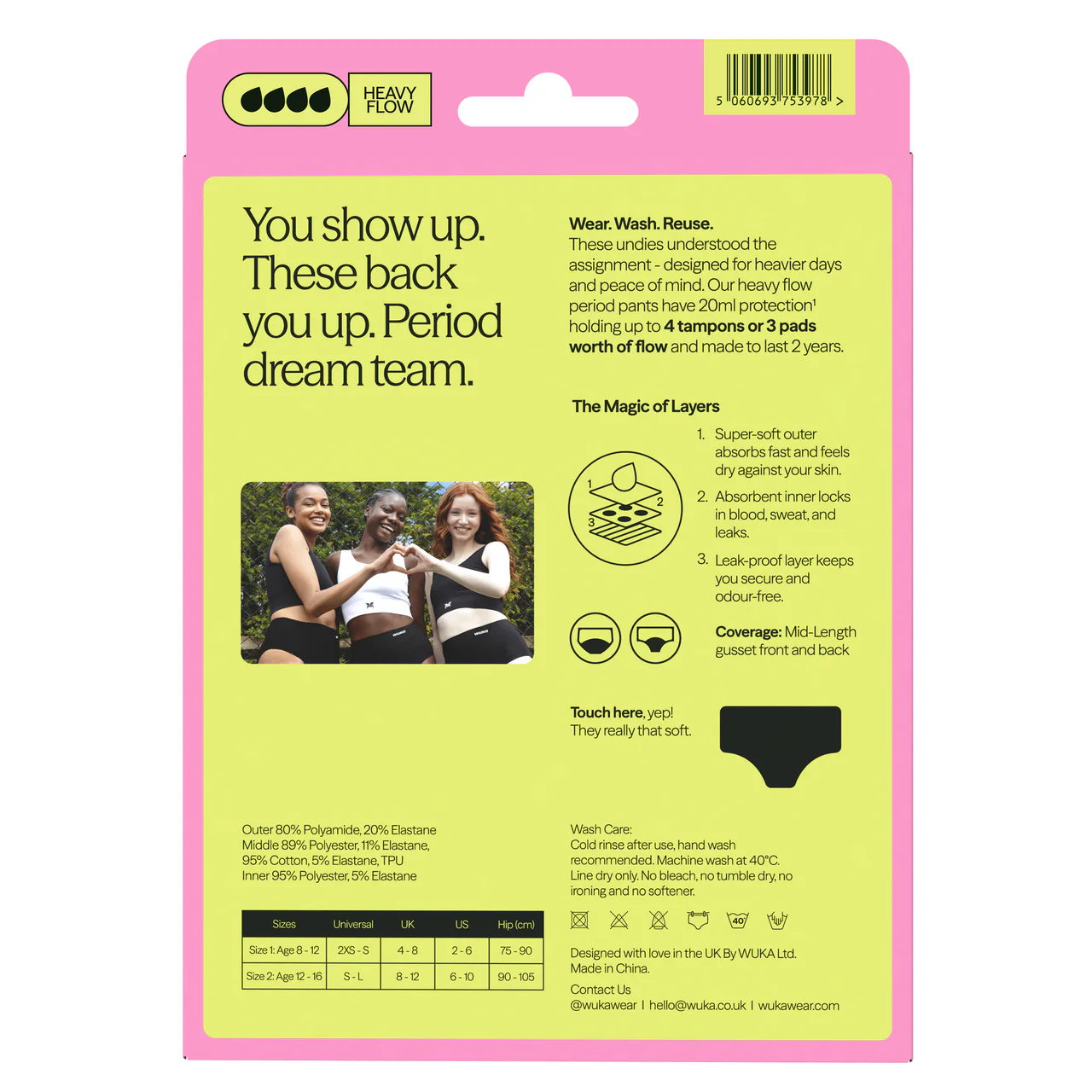 WUKA Teen Stretch Period Pants Seamless Midi Brief, Age 12-16 - Image 2