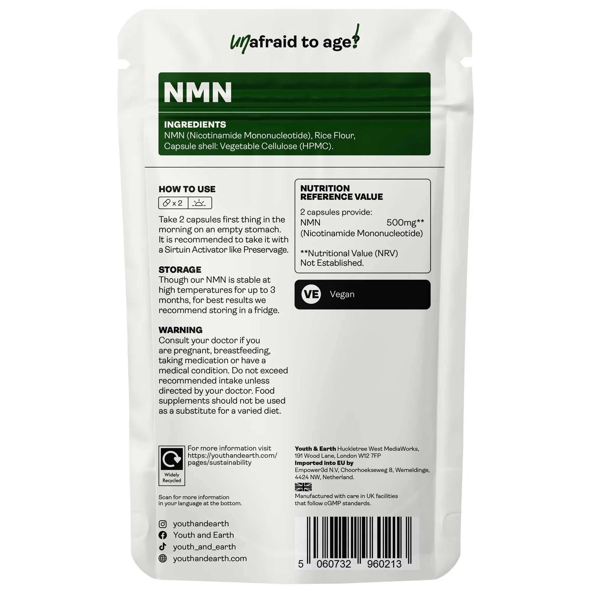 Youth & Earth NMN Supplements 60 Capsules 250mg - Image 2