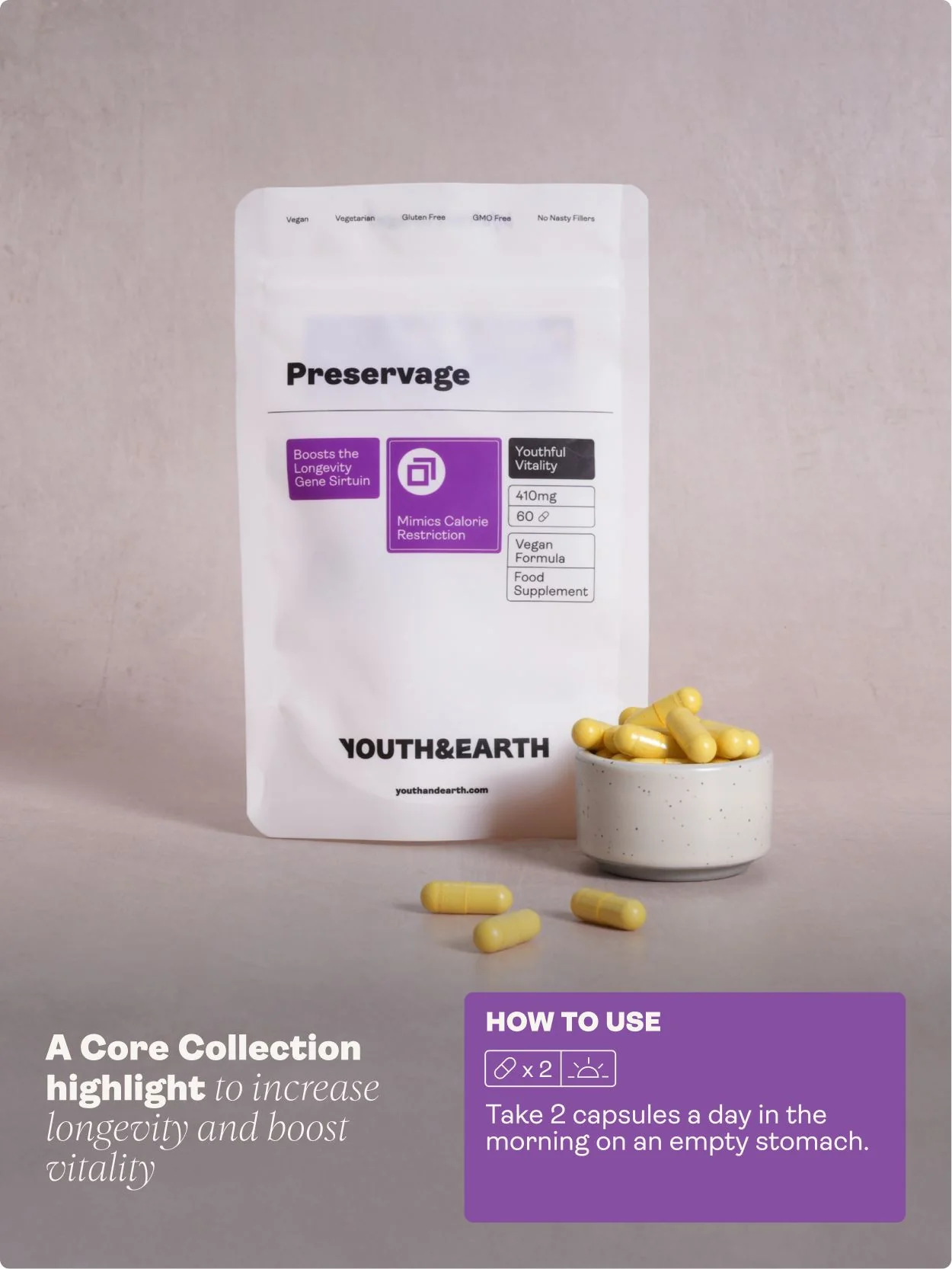 Youth & Earth Preservage (Trans-Resveratrol, Curcumin, Quercetin, BioPerine) 410mg 60 capsules - Image 5