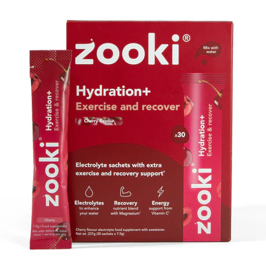 Zooki Hydration+ Exercise & Recover Cherry Flavour 7.9g 30 Sachets