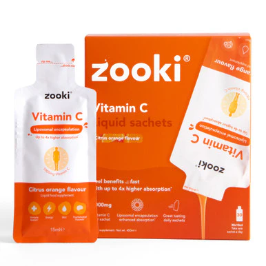 Zooki Liposomal Vitamin C 1,000mg, Citrus Orange Flavour 15ml, 30 Sachets