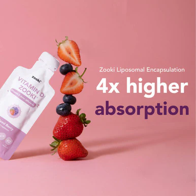 Zooki Liposomal Vitamin D3 + K2 3,000iu, Mixed Berry Flavour 10ml, 30 Sachets - Image 3